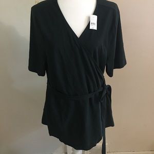 Loft Dark green Crossed tie top
